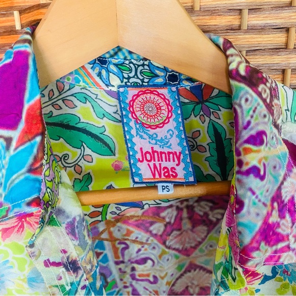 Johnny Was Floral Print Patchwork Cupra Rayon Tunic Blouse - Picture 3 of 5